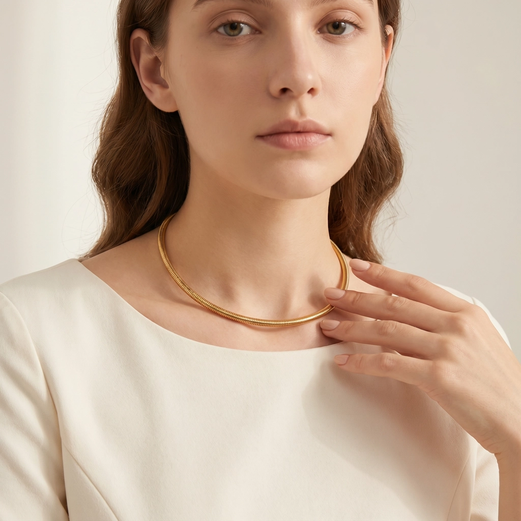 Minimalistic Snake Bone Choker Necklace - Premium Jewelry
