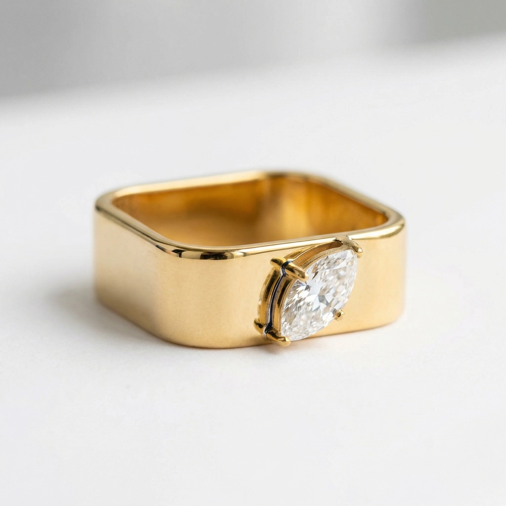 Square Shaped Cubic Zirconia Design Ring - Premium Jewelry