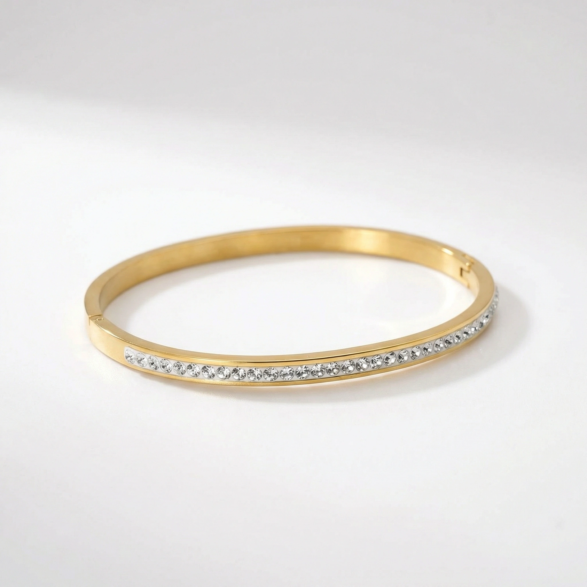 18K Gold Plated Zircon Stone Bangle - Premium Jewelry
