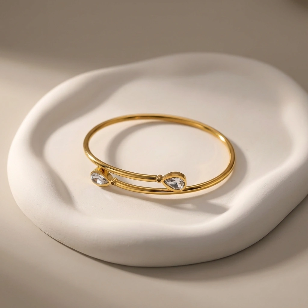 Water Drop Zircon Stone Bangle - Premium Jewelry