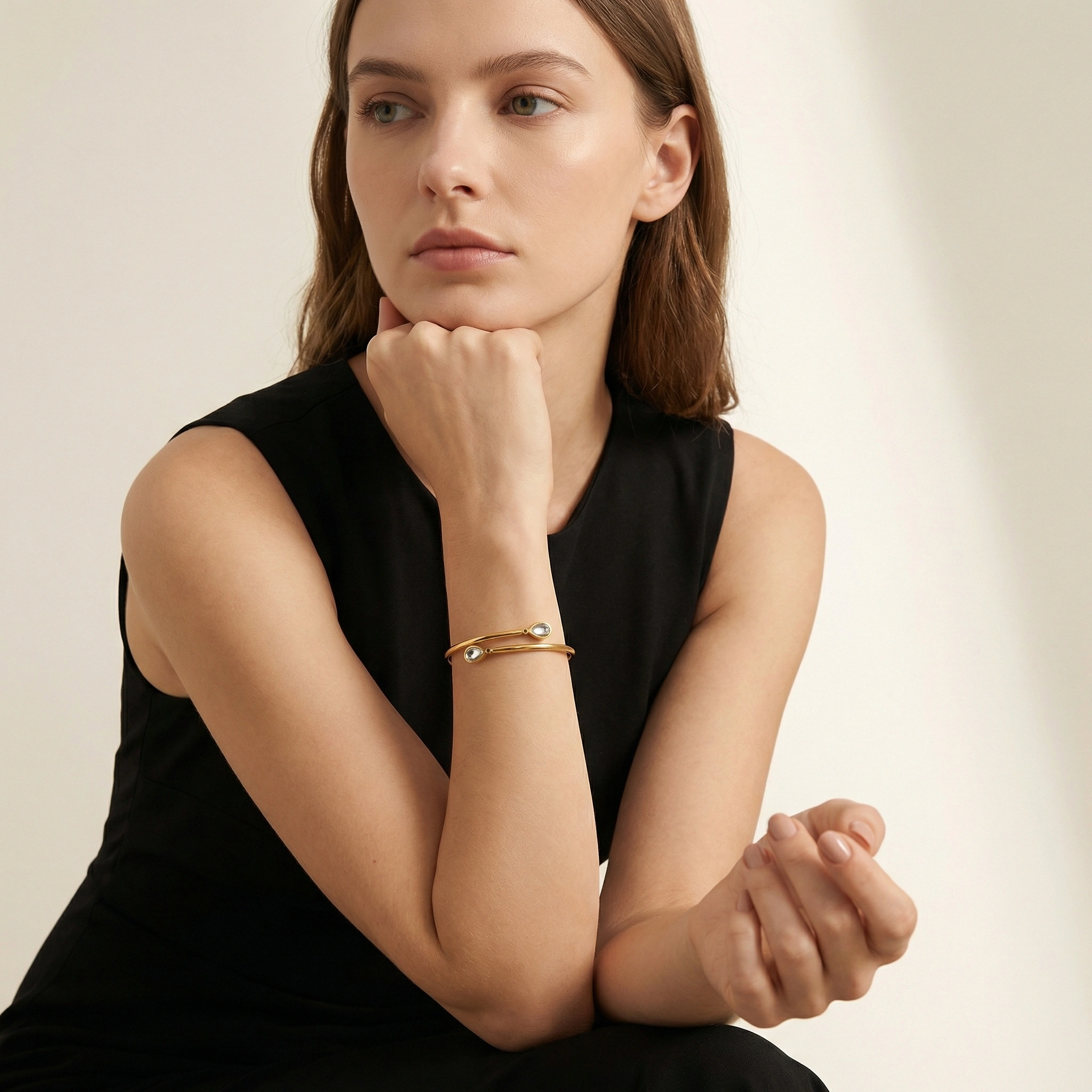 Water Drop Zircon Stone Bangle - Premium Jewelry