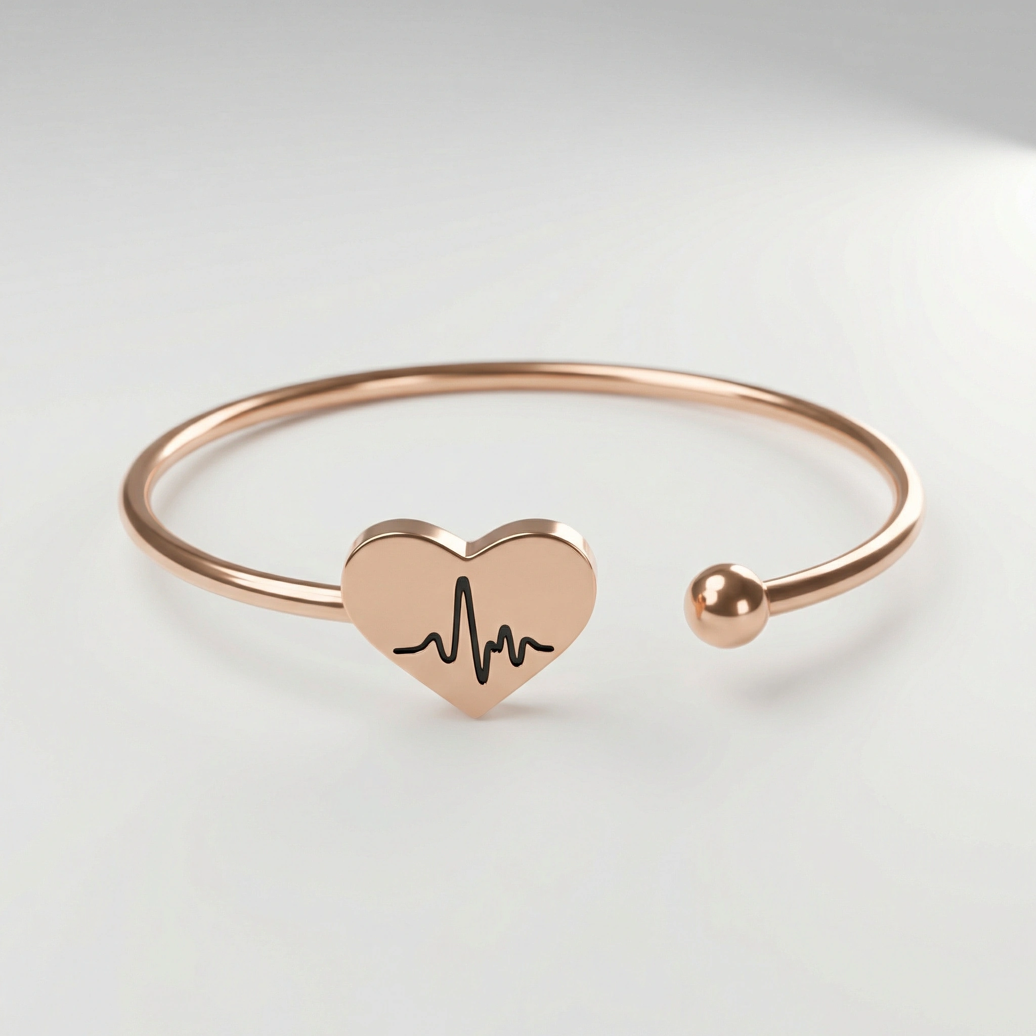 Heart Adjustable Gold Stainless Steel Bangle - Premium Jewelry