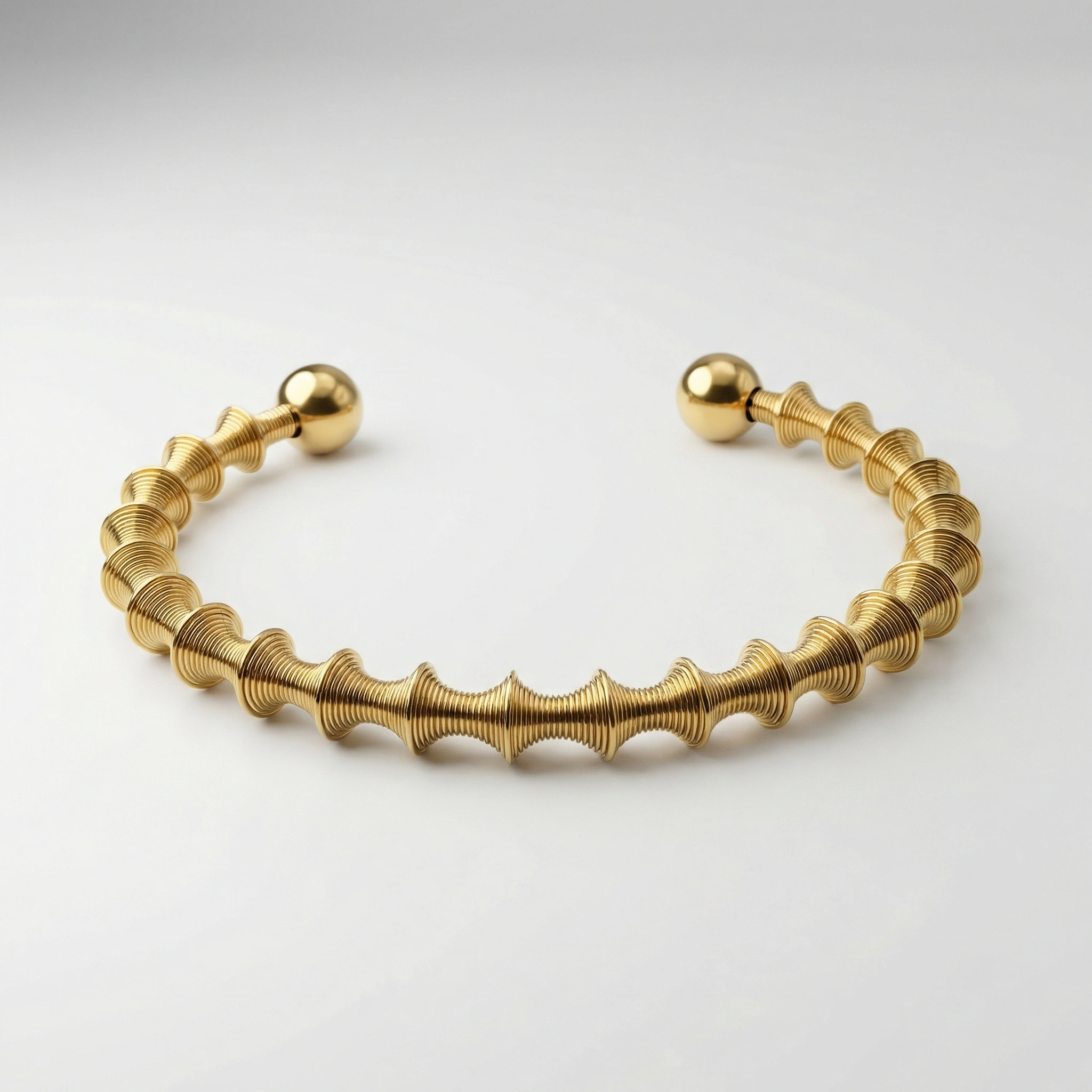 Spring Design Stainless Steel Cuff Bangle - Premium Jewelry