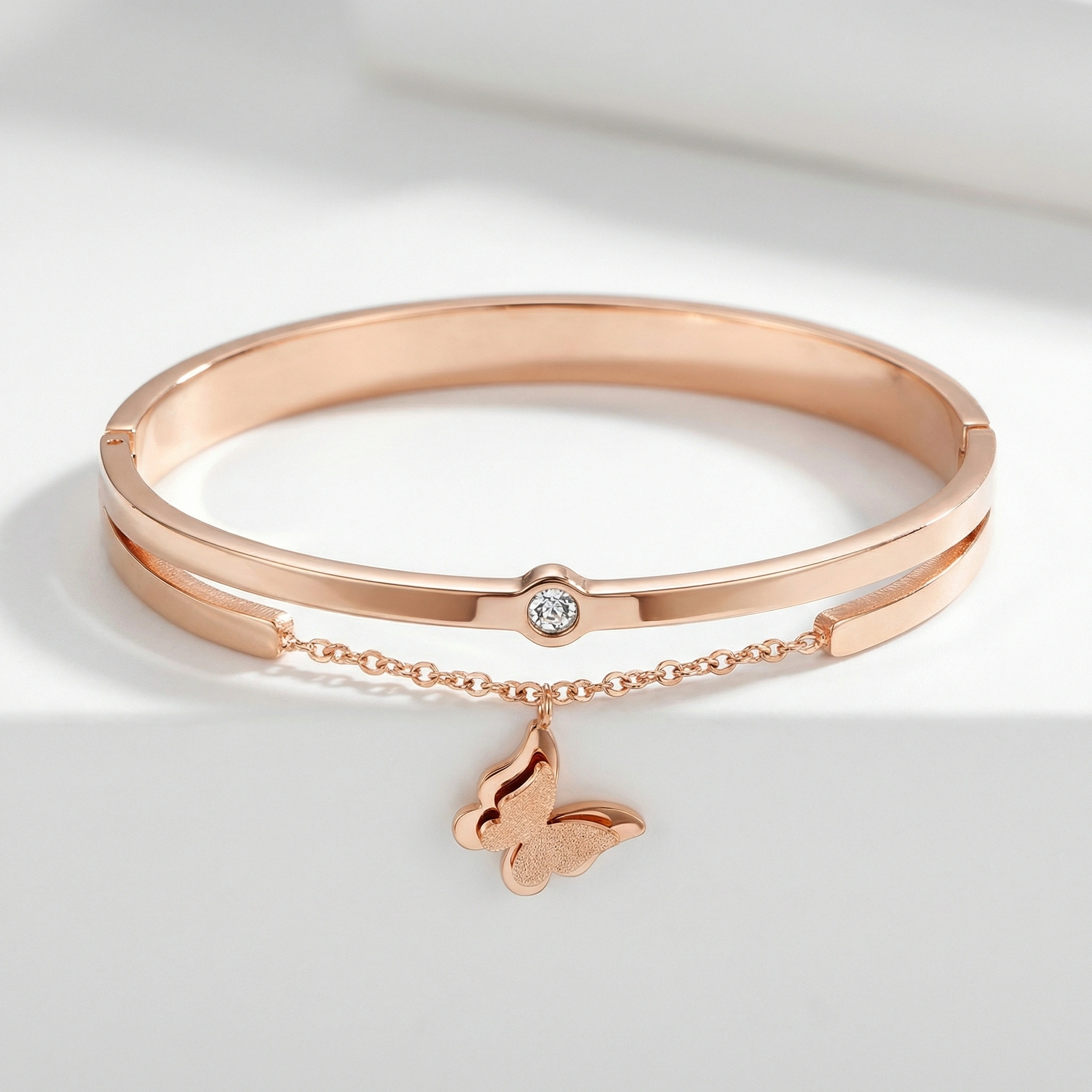 Rose Gold Butterfly Zircon Bracelet - Premium Jewelry