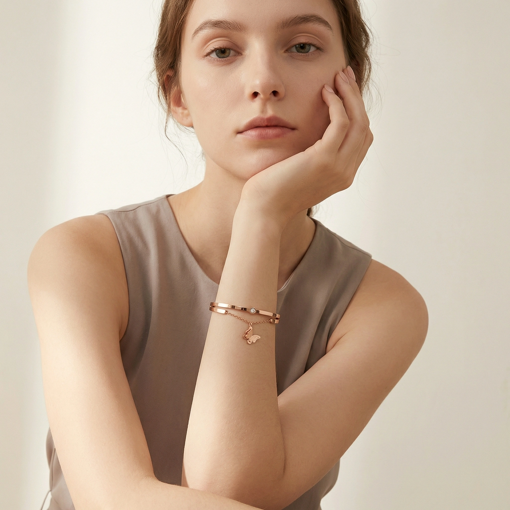 Rose Gold Butterfly Zircon Bracelet - Premium Jewelry