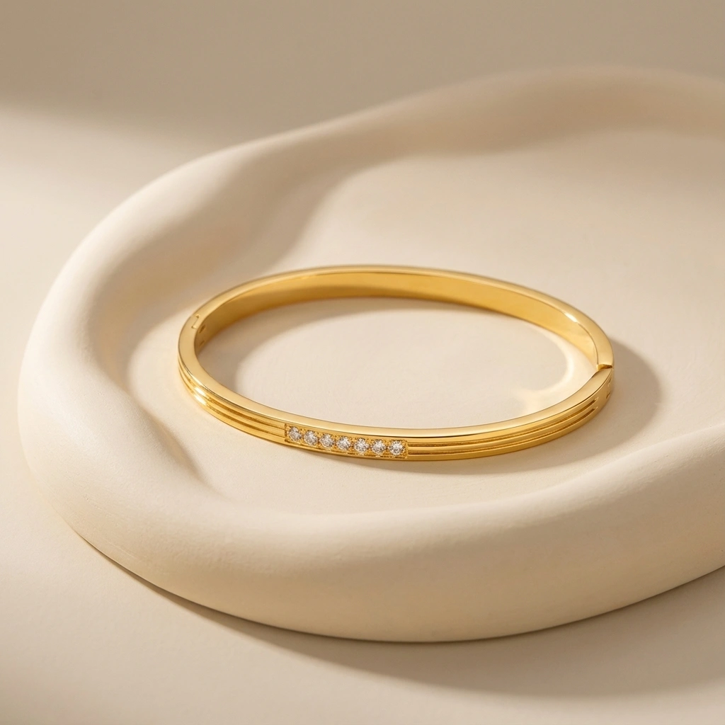 Minimal Cubic Zircon Gold Plated Bracelet - Premium Jewelry