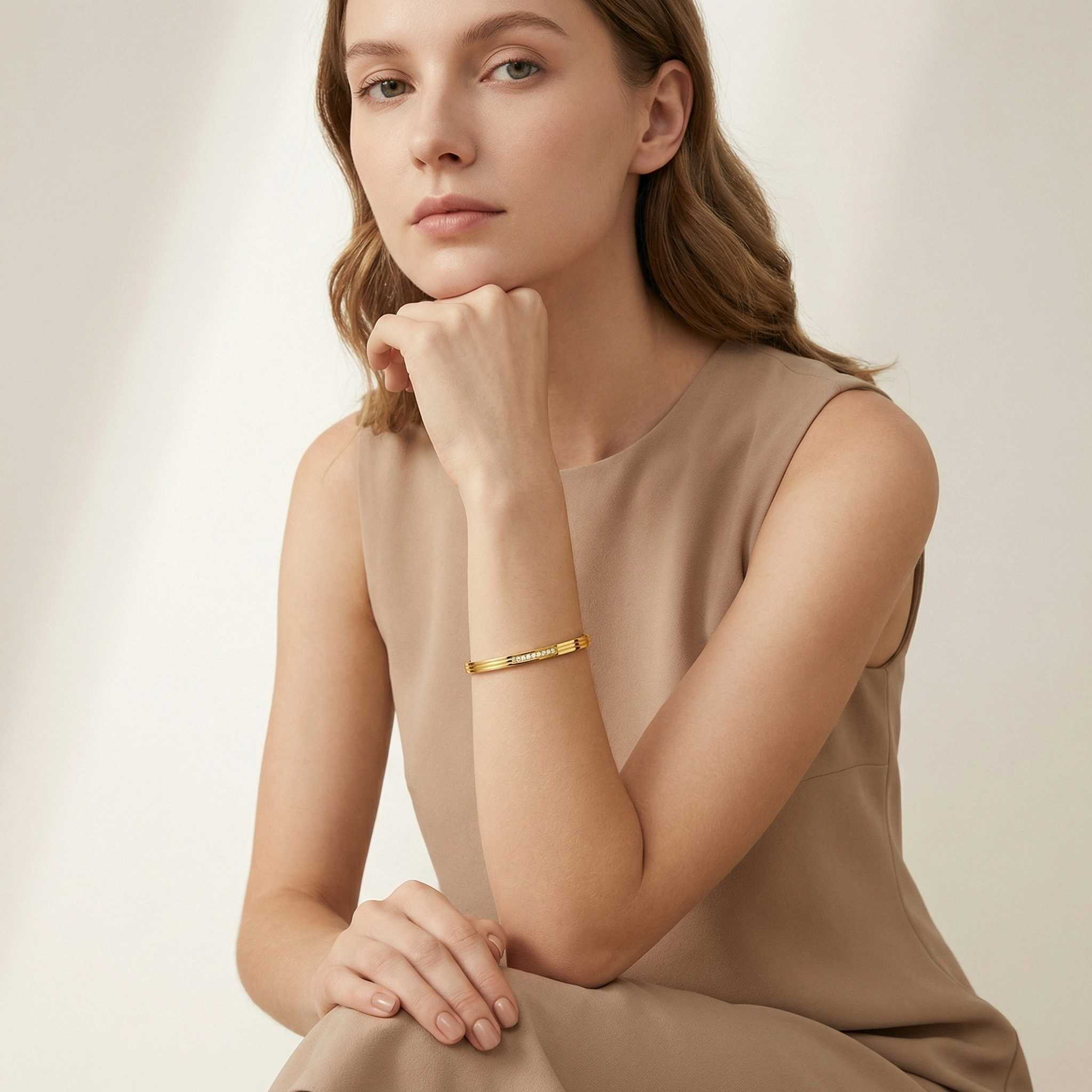 Minimal Cubic Zircon Gold Plated Bracelet - Premium Jewelry