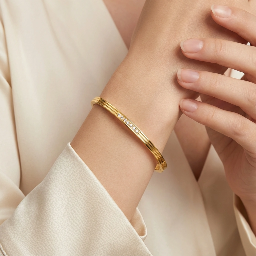 Minimal Cubic Zircon Gold Plated Bracelet - Premium Jewelry
