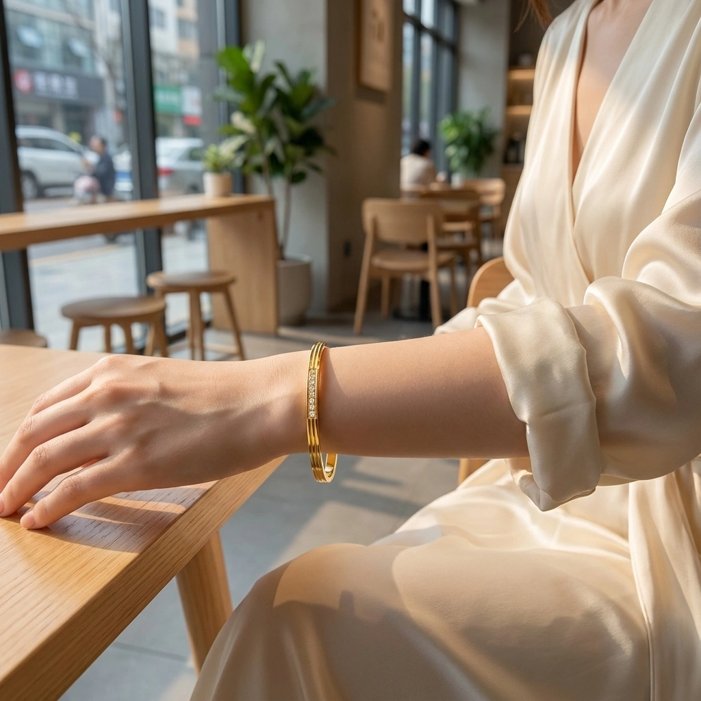 Minimal Cubic Zircon Gold Plated Bracelet - Premium Jewelry