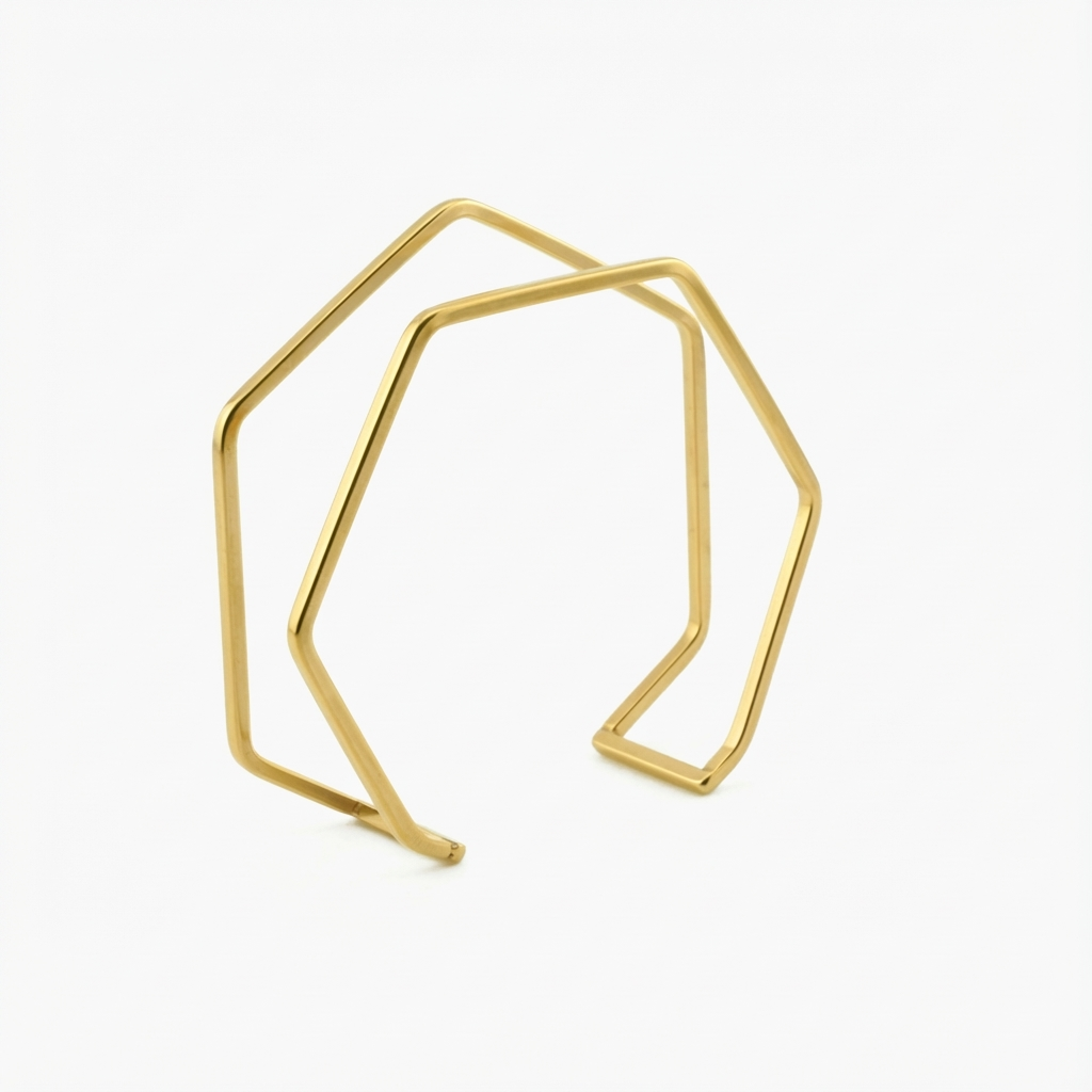 Polygon Hollow Stainless Steel Cuff Bangle - Premium Jewelry