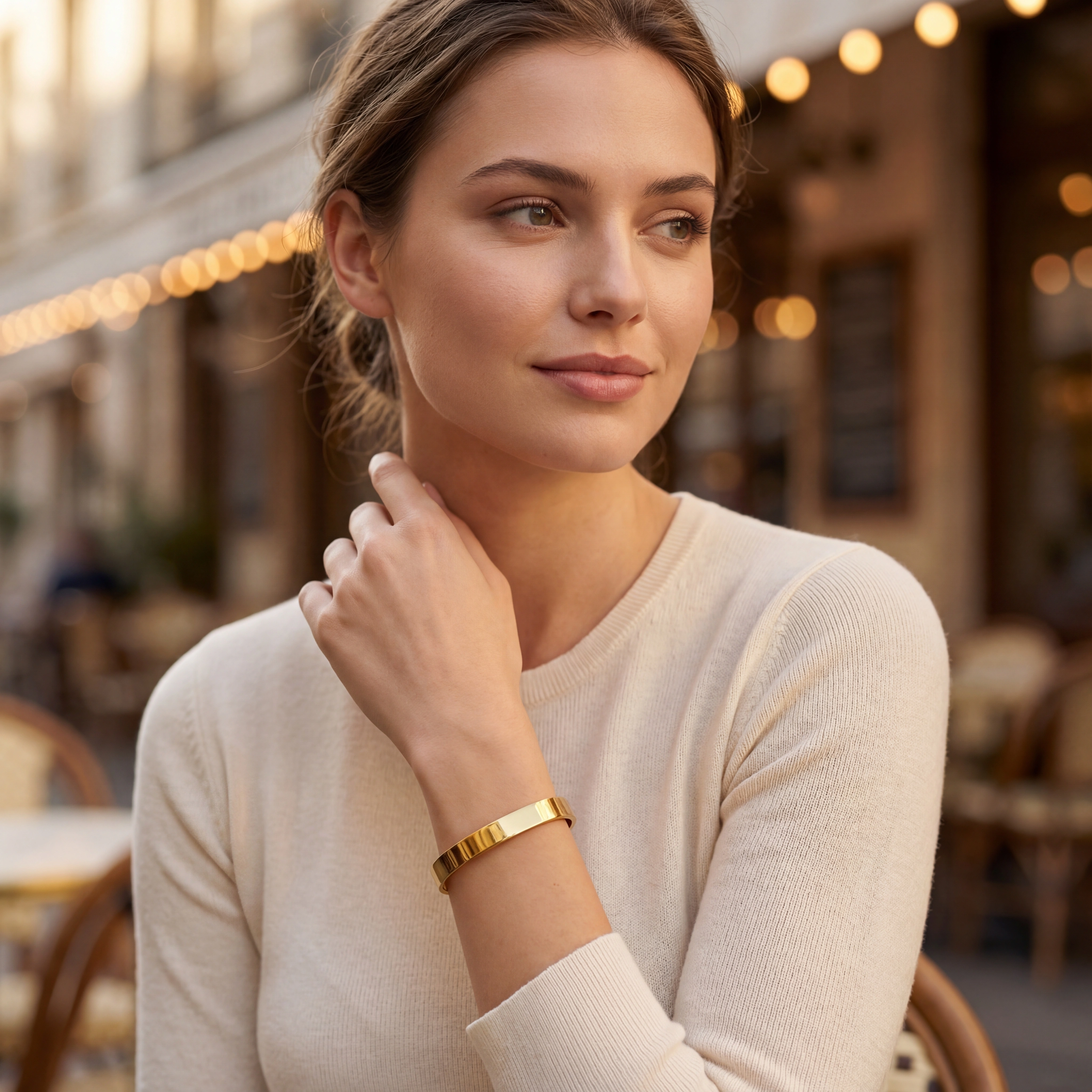 Curved Rectangular Stainless Steel Bangle - Premium Jewelry