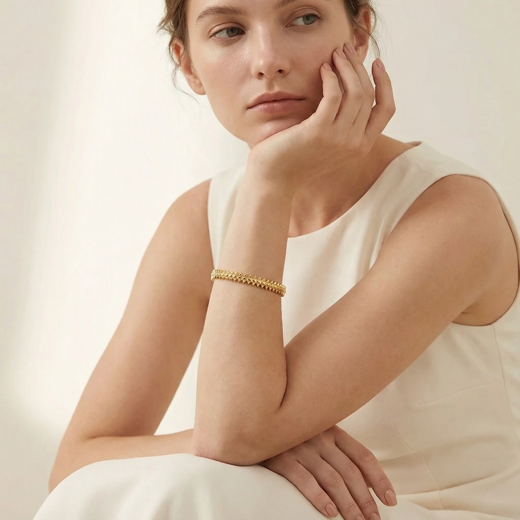 Spiked Double-row Bangle - Premium Jewelry