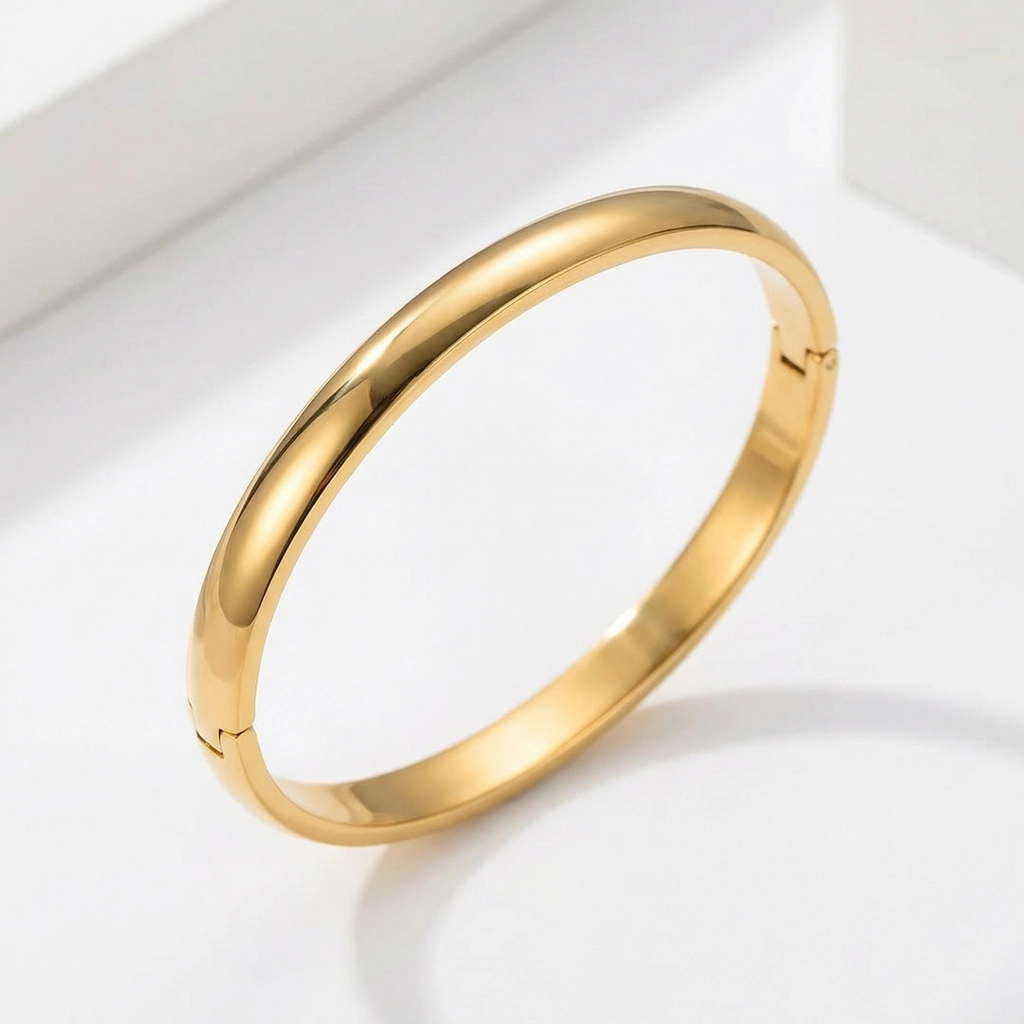 Minimalist Gold Hinged Bangle - Premium Jewelry