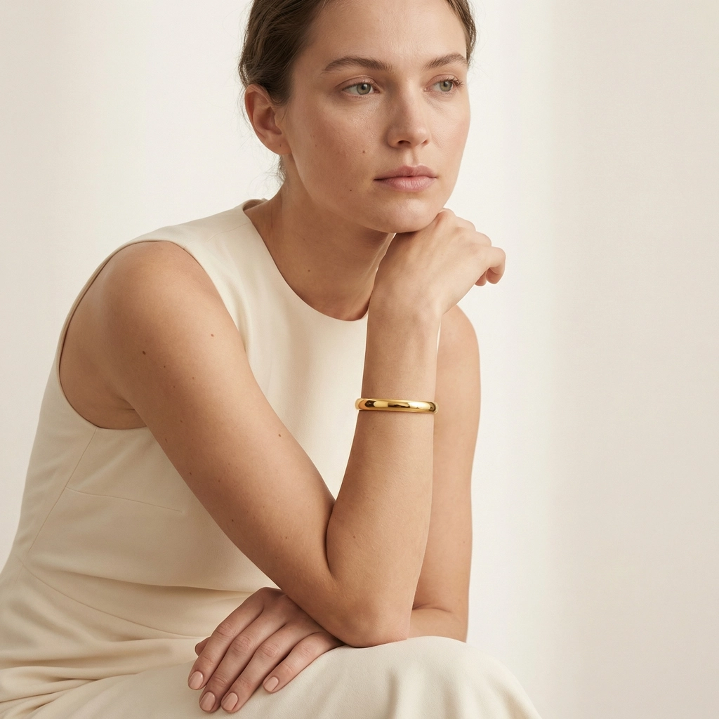 Minimalist Gold Hinged Bangle - Premium Jewelry