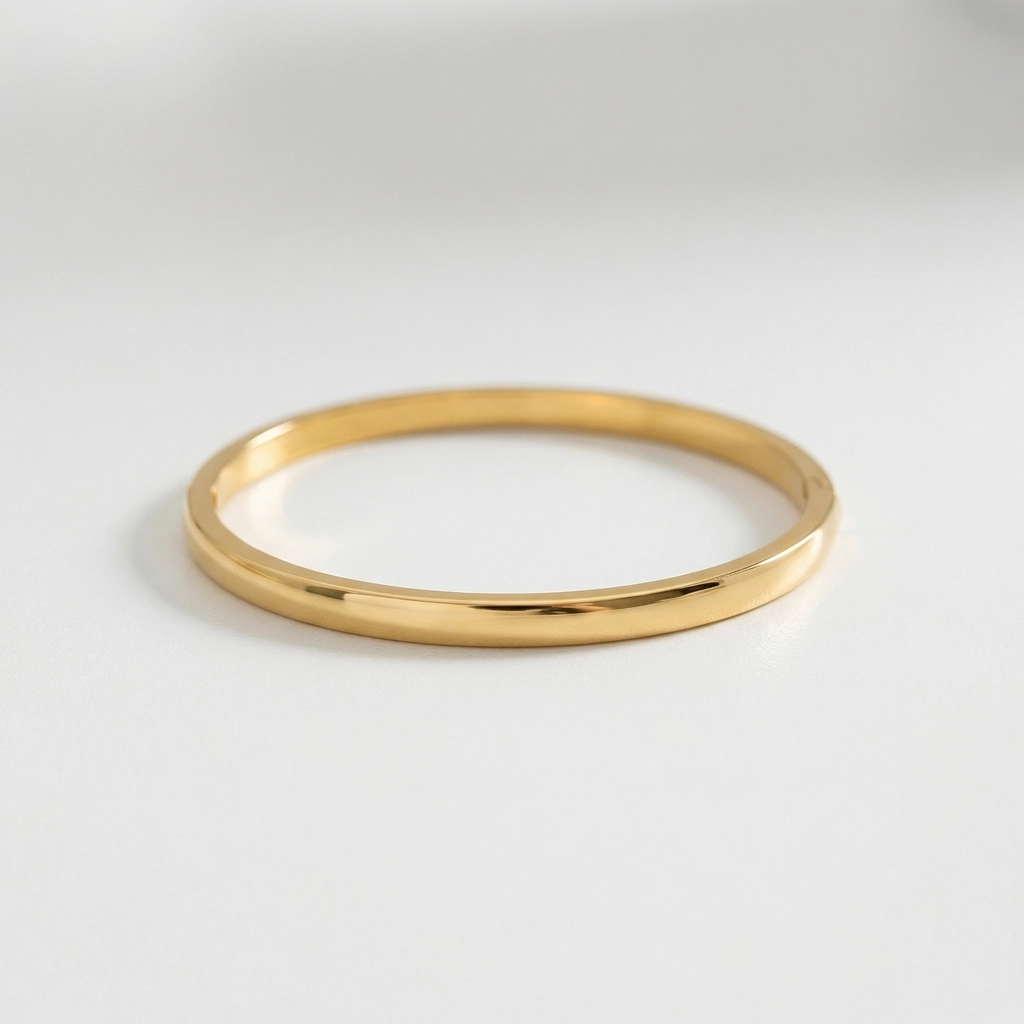 Minimalist Gold Hinged Bangle - Premium Jewelry