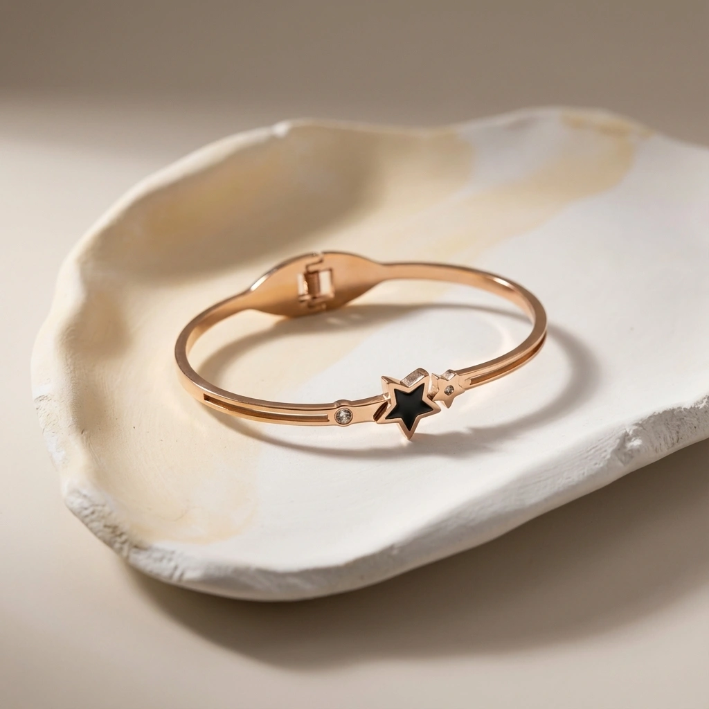 Star Baguette Zircon Bangle - Premium Jewelry