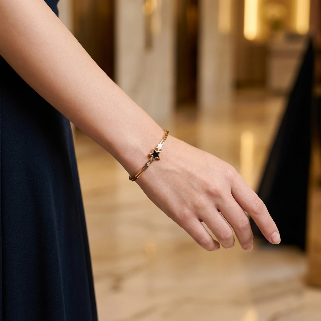 Star Baguette Zircon Bangle - Premium Jewelry