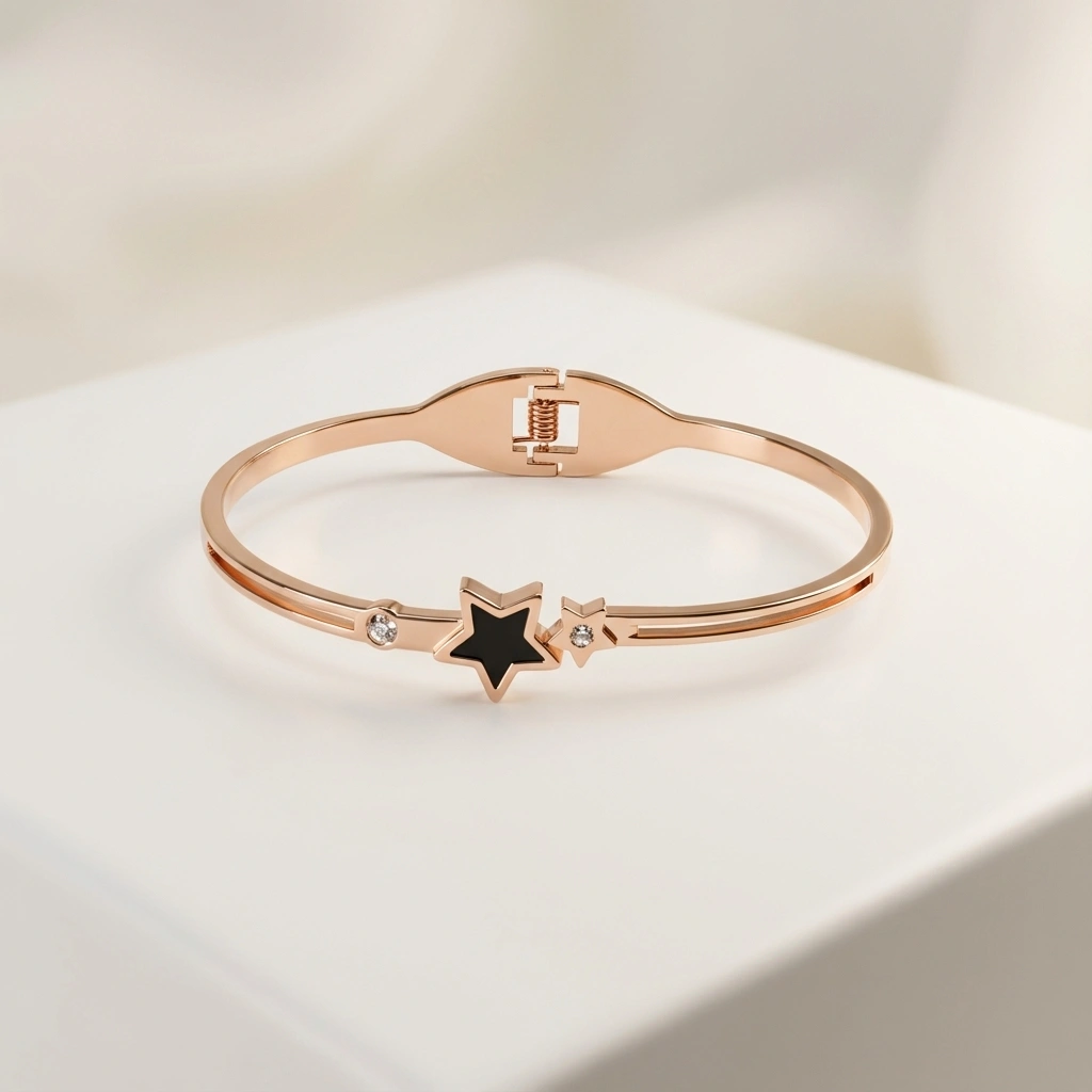 Star Baguette Zircon Bangle - Premium Jewelry