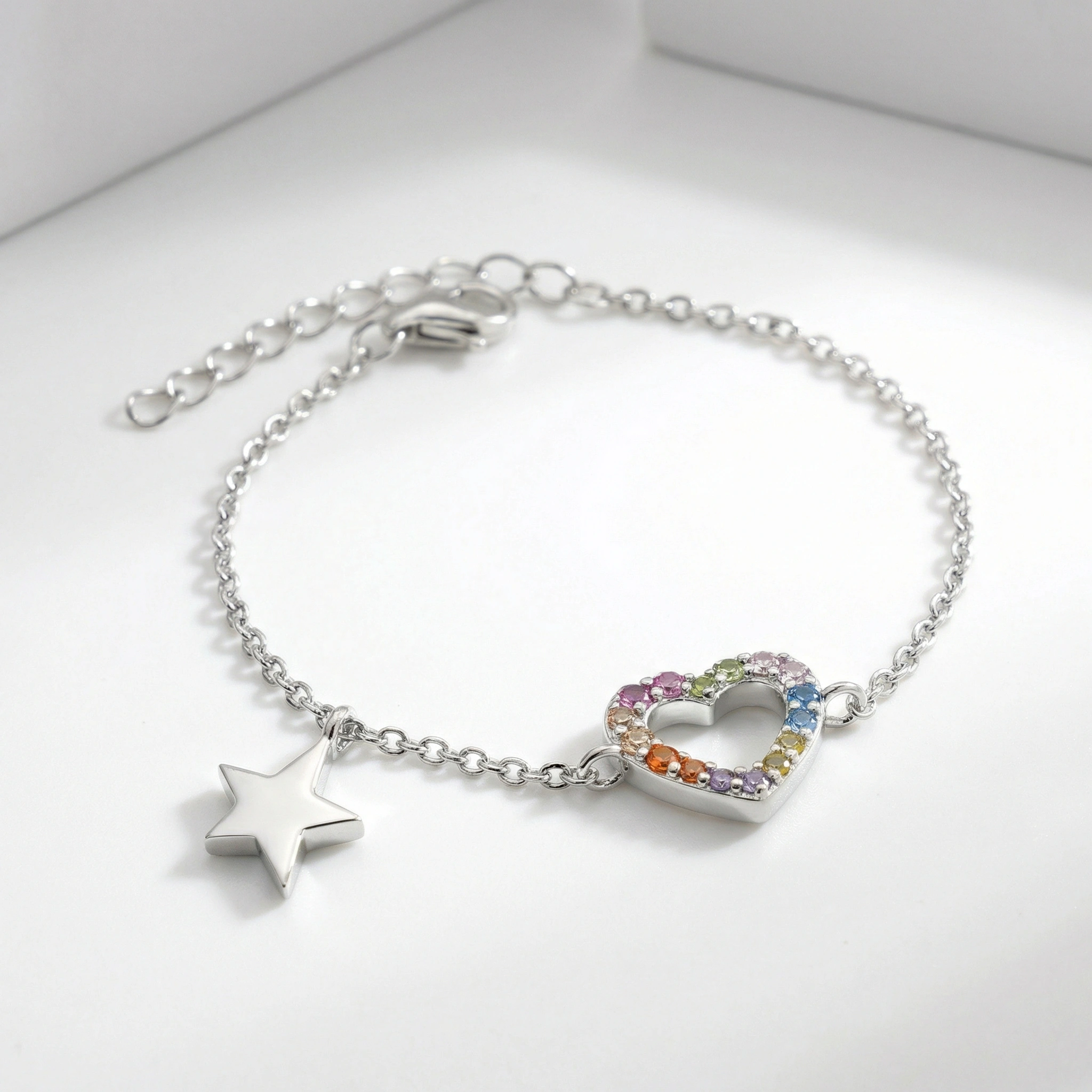 Colorful Heart Zircon Kids Charm Bracelet - Premium Jewelry