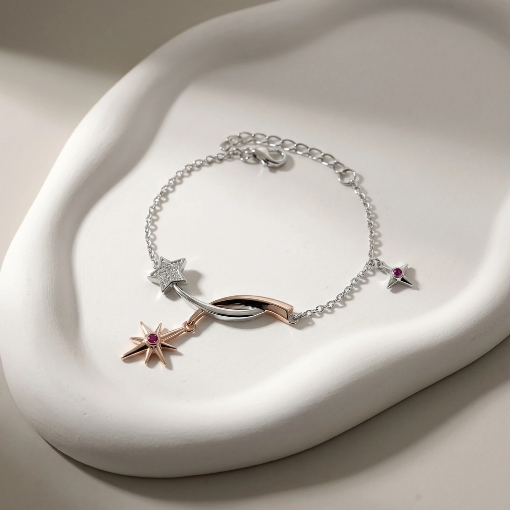 18K Rose Gold North Star Kids Bracelet - Standard Jewelry