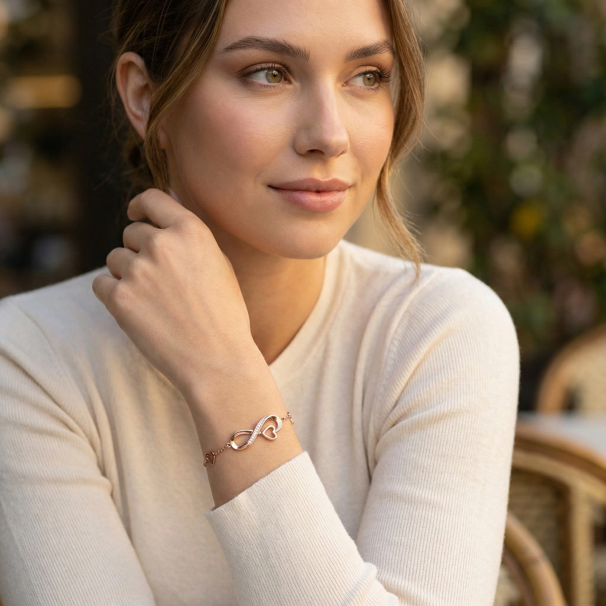 Rose Gold Infinity Heart Bracelet - 925 Sterling Silver - Premium Jewelry