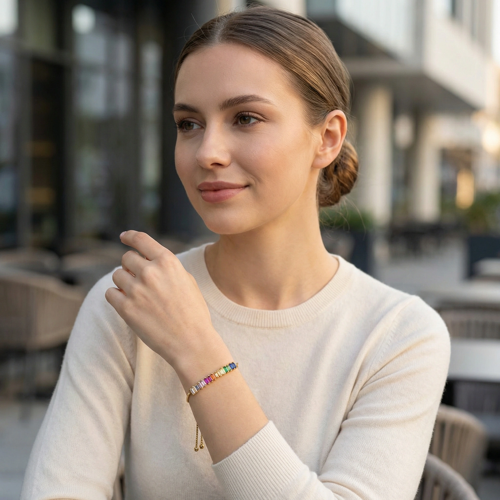 18K Gold Plated Colorful Cubic Zircon Bracelet - Premium Jewelry