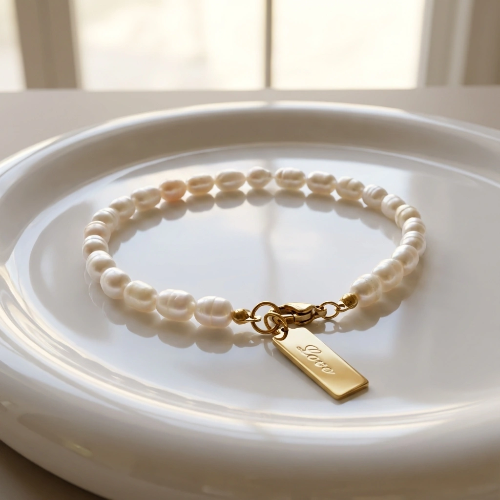 Natural Pearl Baguette Bangle Bracelet - Premium Jewelry