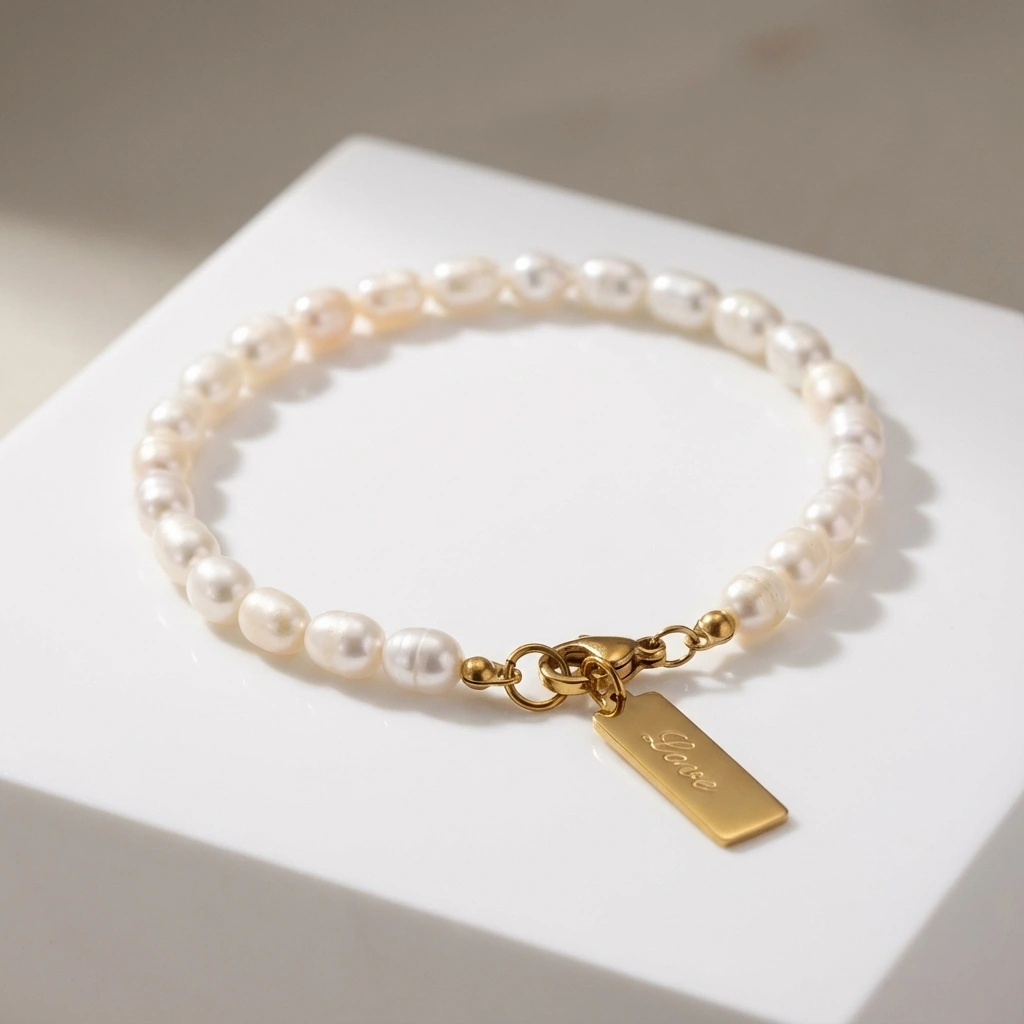 Natural Pearl Baguette Bangle Bracelet - Premium Jewelry