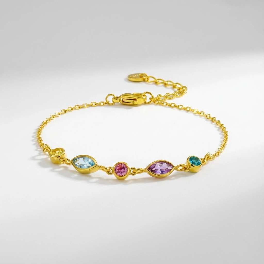 Colorful Zircon Stone Chain Bracelet - Premium Jewelry