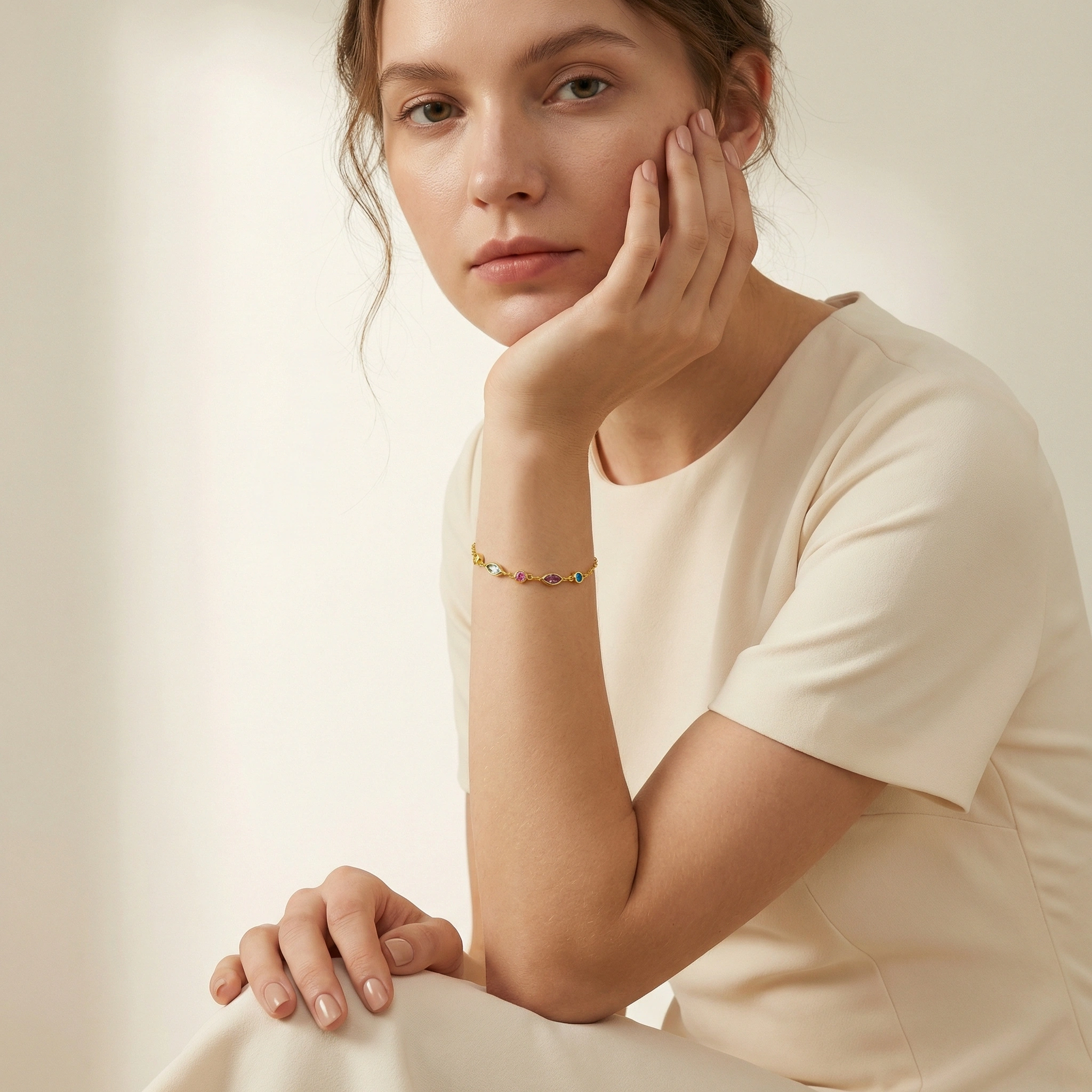 Colorful Zircon Stone Chain Bracelet - Premium Jewelry