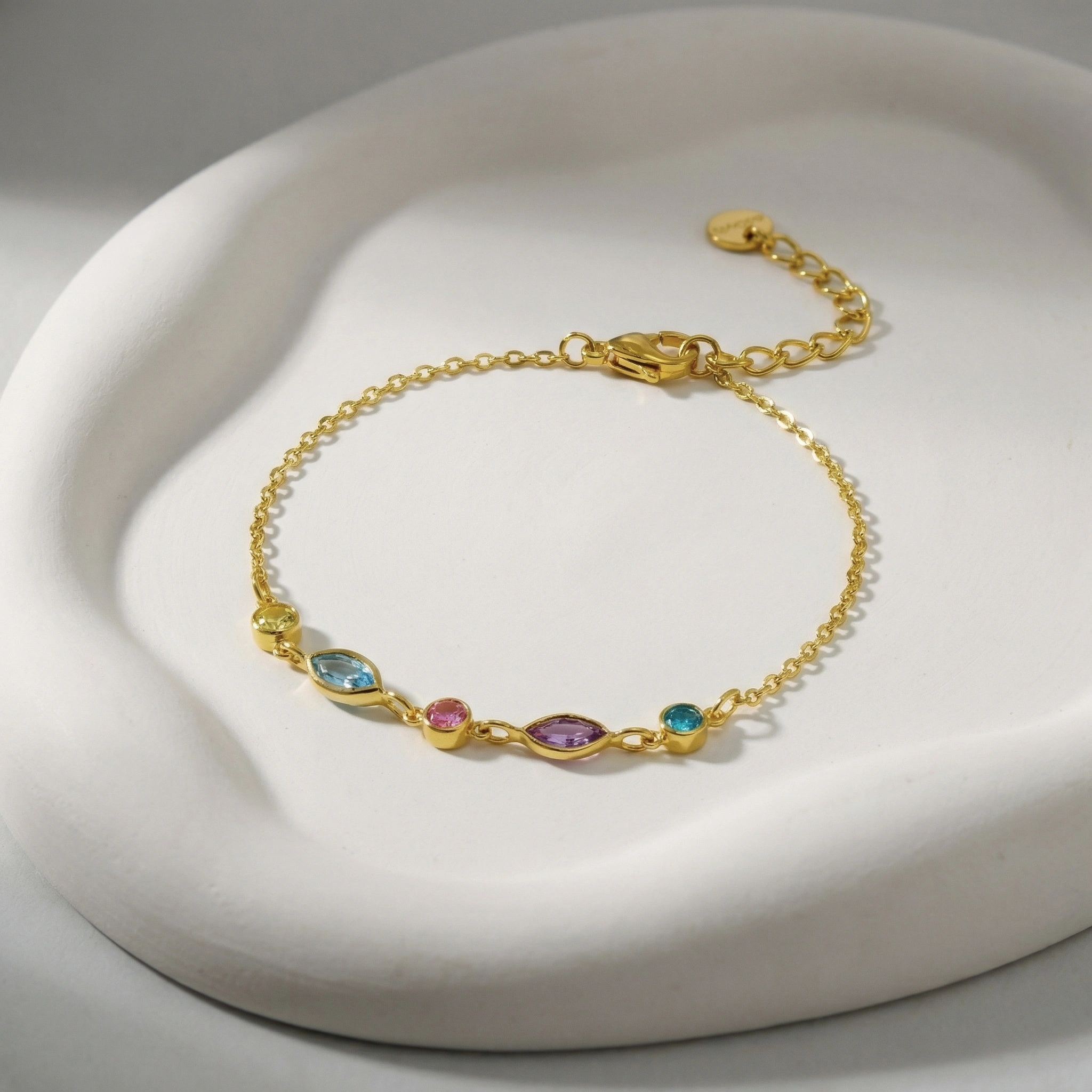 Colorful Zircon Stone Chain Bracelet - Premium Jewelry