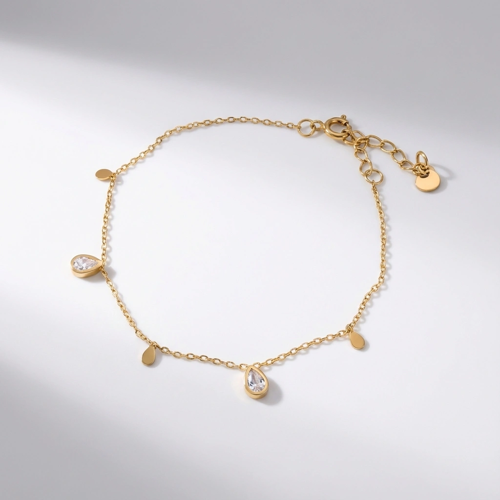 Zircon Drop Charm Bracelet - Premium Jewelry
