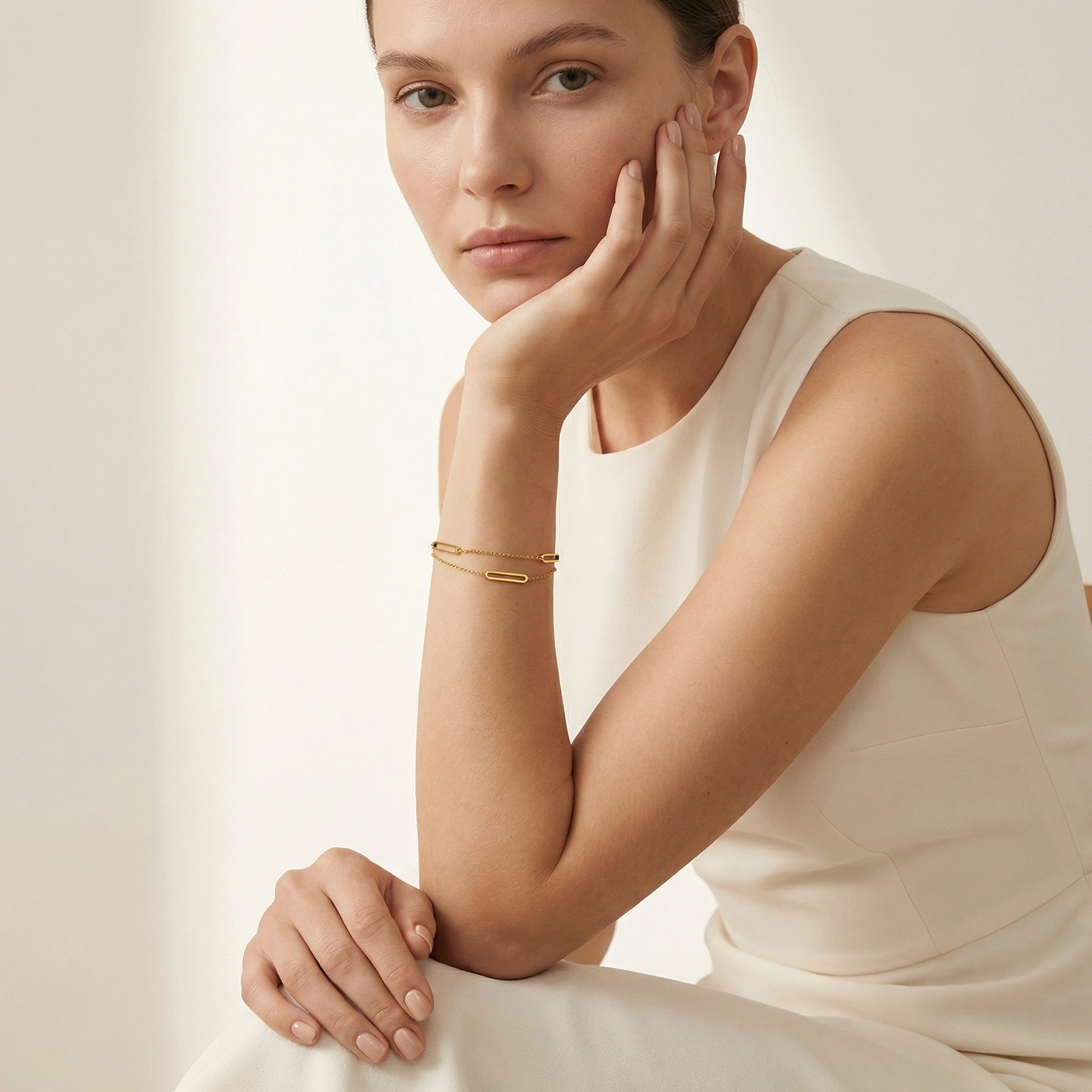 Double Layer Rectangle Chain Bracelet - Premium Jewelry