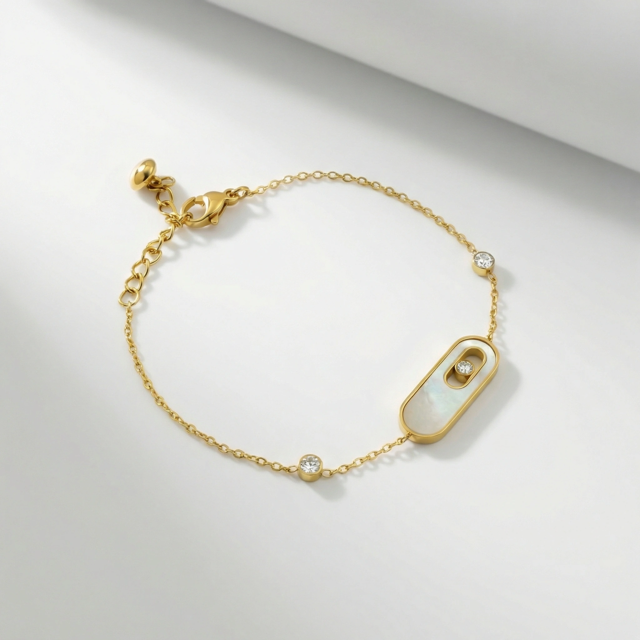 Oval Shell Zircon Charm Bracelet - Premium Jewelry