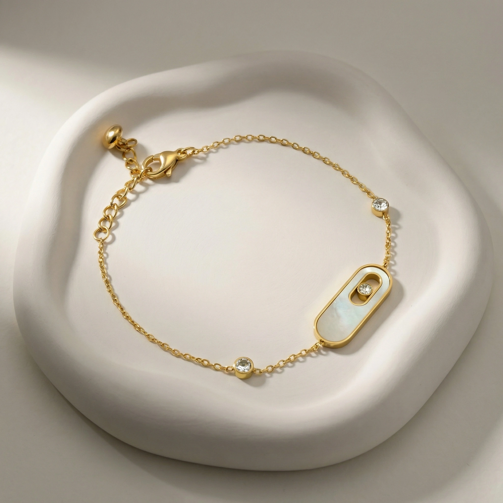 Oval Shell Zircon Charm Bracelet - Premium Jewelry