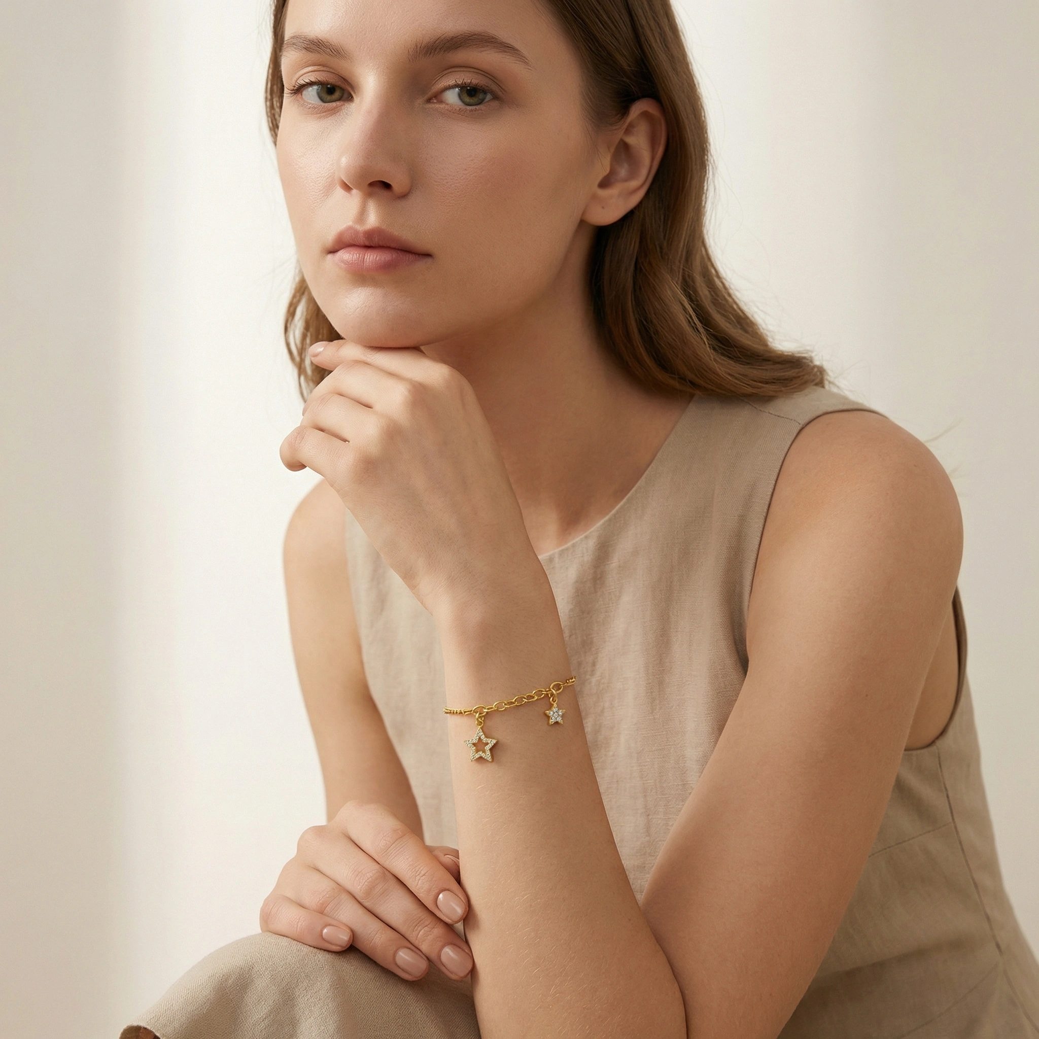 Star Heart Circle Hollow Out Cubic Zirconia Charm Bracelets - Premium Jewelry