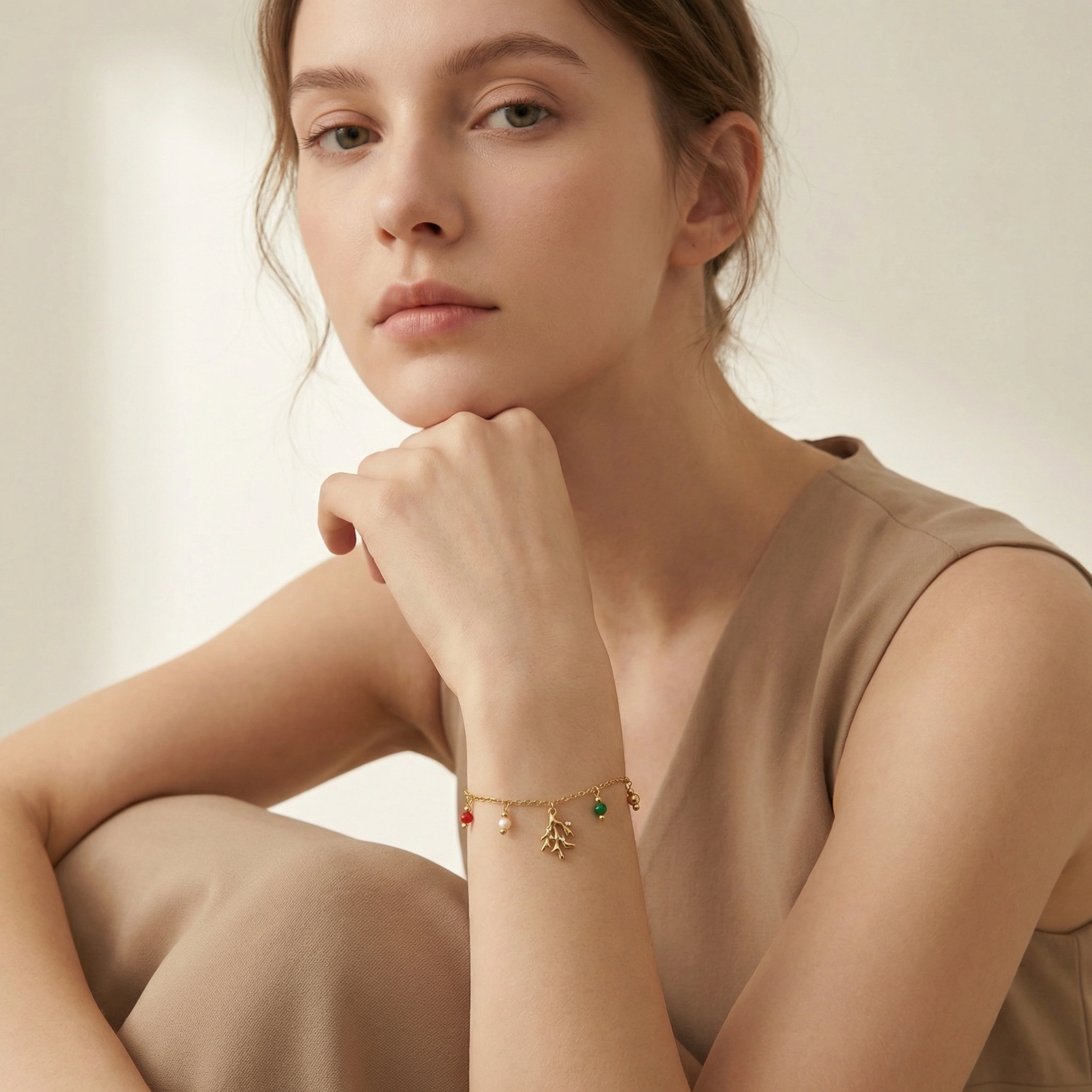 Stone Charm Stainless Steel Bracelet - Premium Jewelry