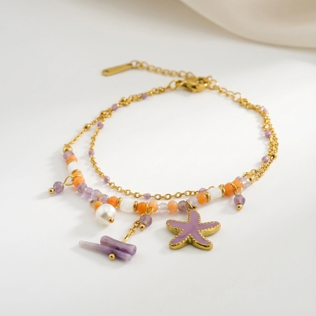 Sea Life Charm Beaded Stainless Steel Bracelet - Premium Jewelry