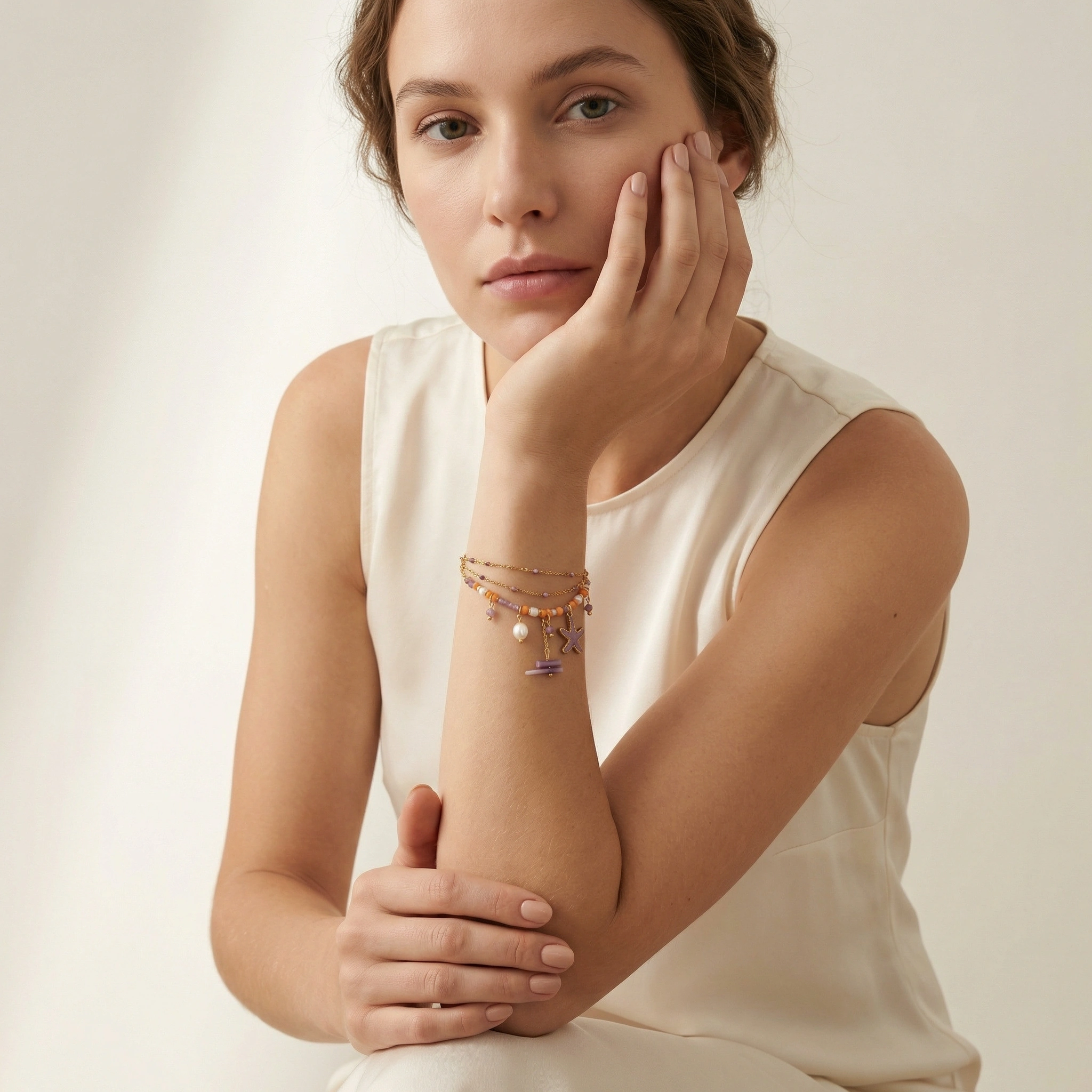 Sea Life Charm Beaded Stainless Steel Bracelet - Premium Jewelry