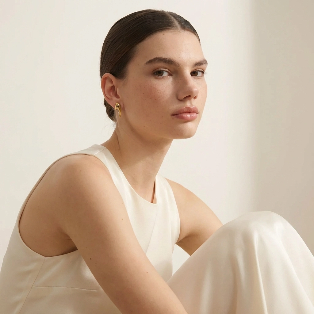 Sickle Shape Zircon Statement Stud Earrings - Premium Jewelry