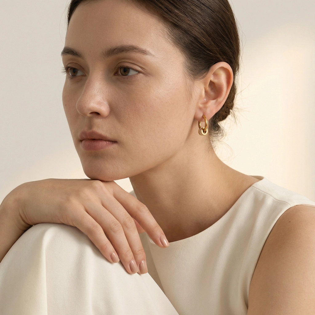 Minimalist Pavé Square Zirconia Hoop Earring - Premium Jewelry