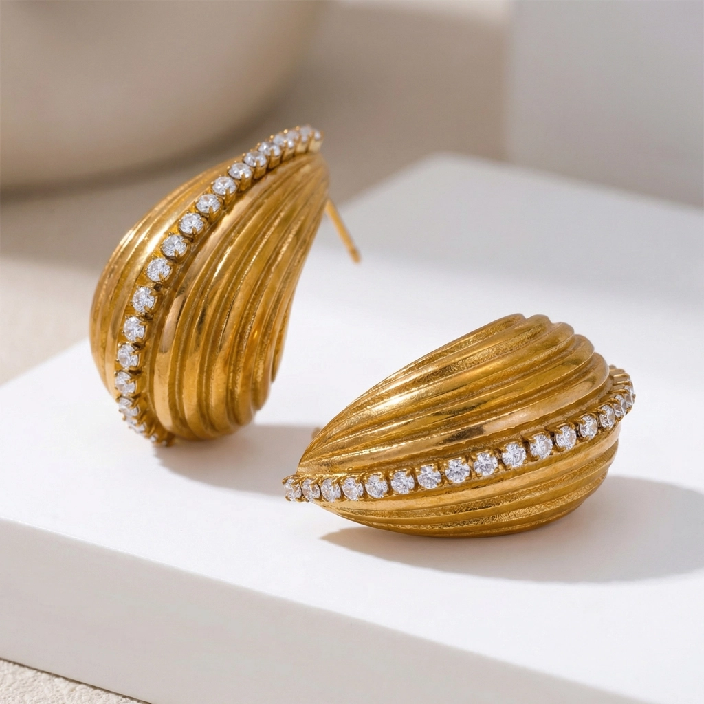 Zircon Teardrop Stainless Steel Drop Earrings - Premium Jewelry