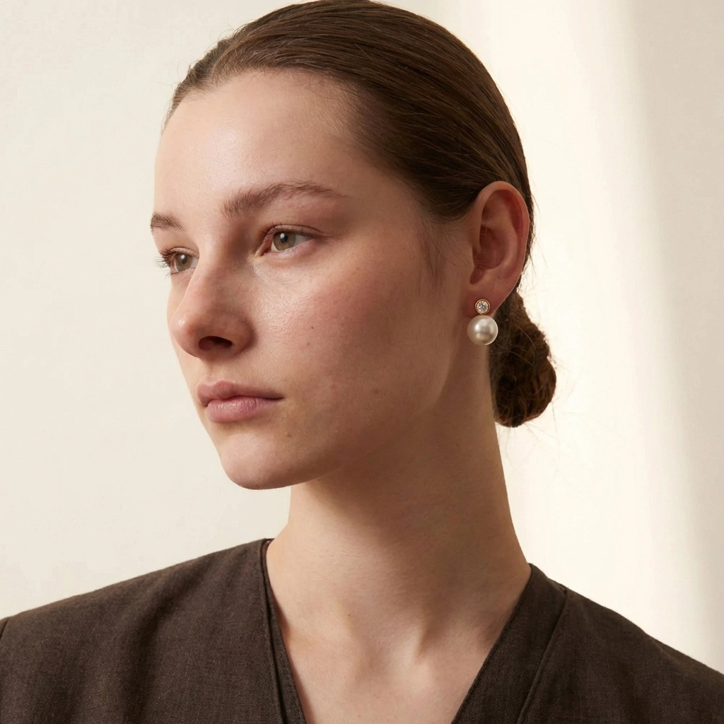 Zircon And Pearl Stainless Steel Drop Earrings - Standard Jewelry