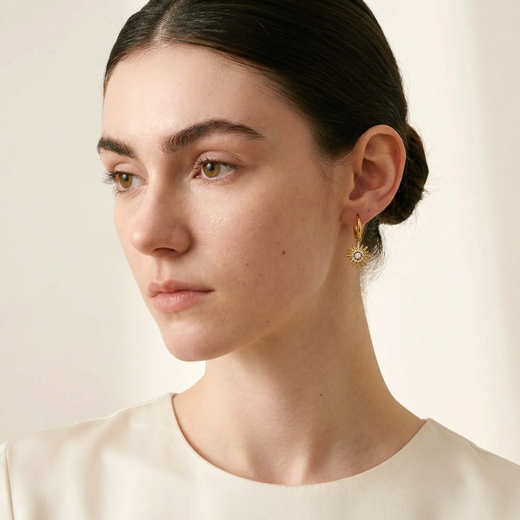 Zircon Sun Drop Gold Plated Earrings - Premium Jewelry