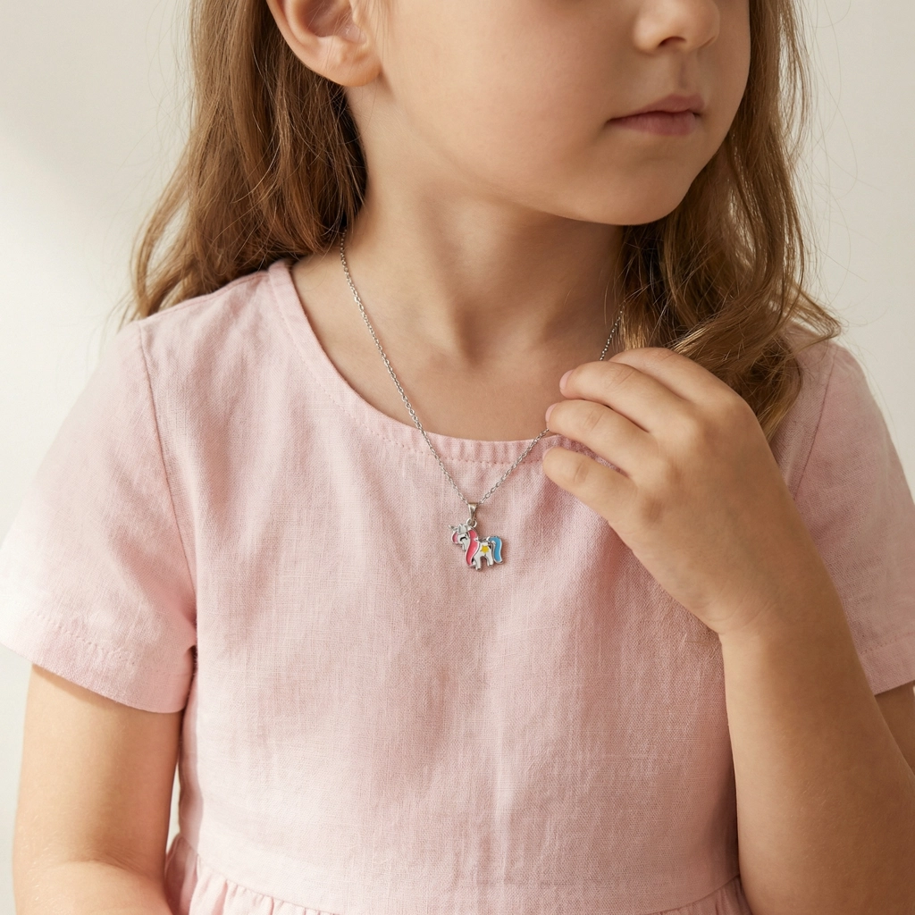 Sterling Silver Unicorn Pendant Necklace For Kids - Premium Jewelry