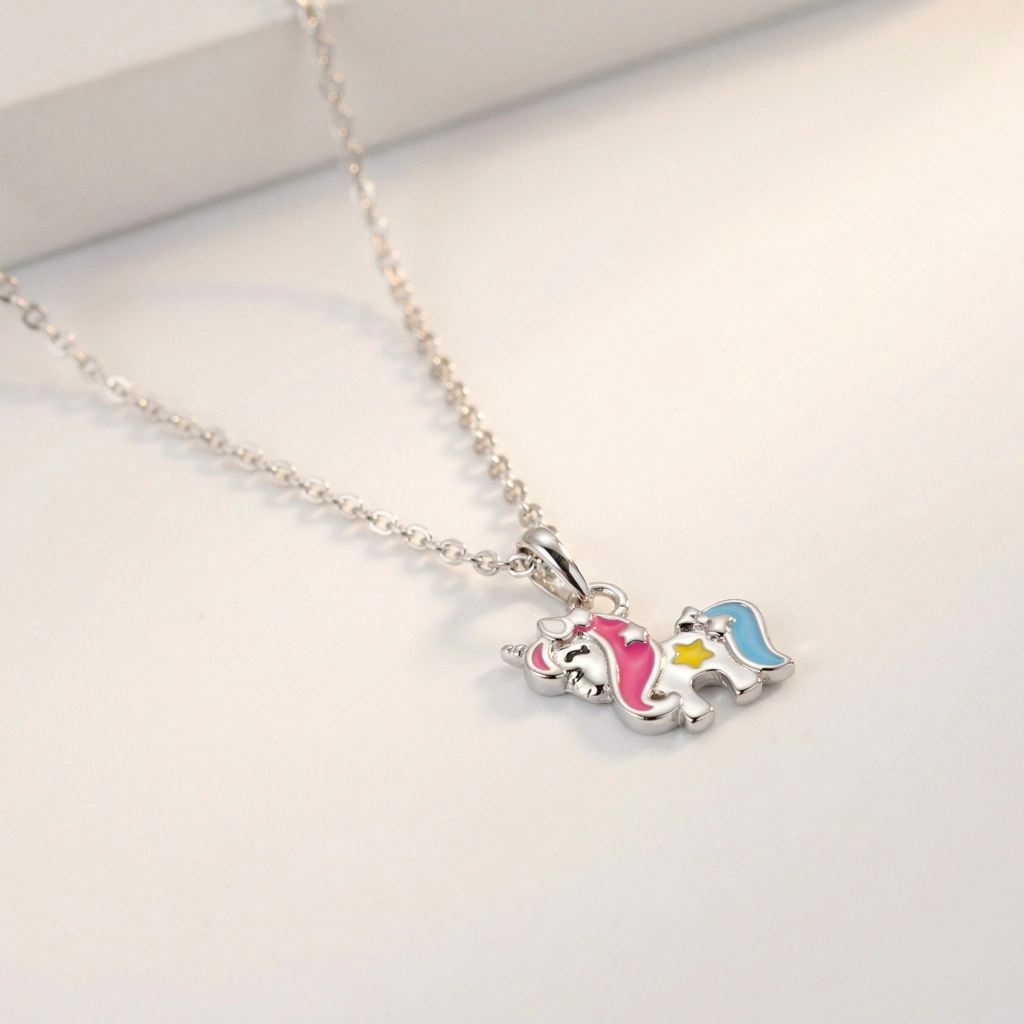 Sterling Silver Unicorn Pendant Necklace For Kids - Premium Jewelry