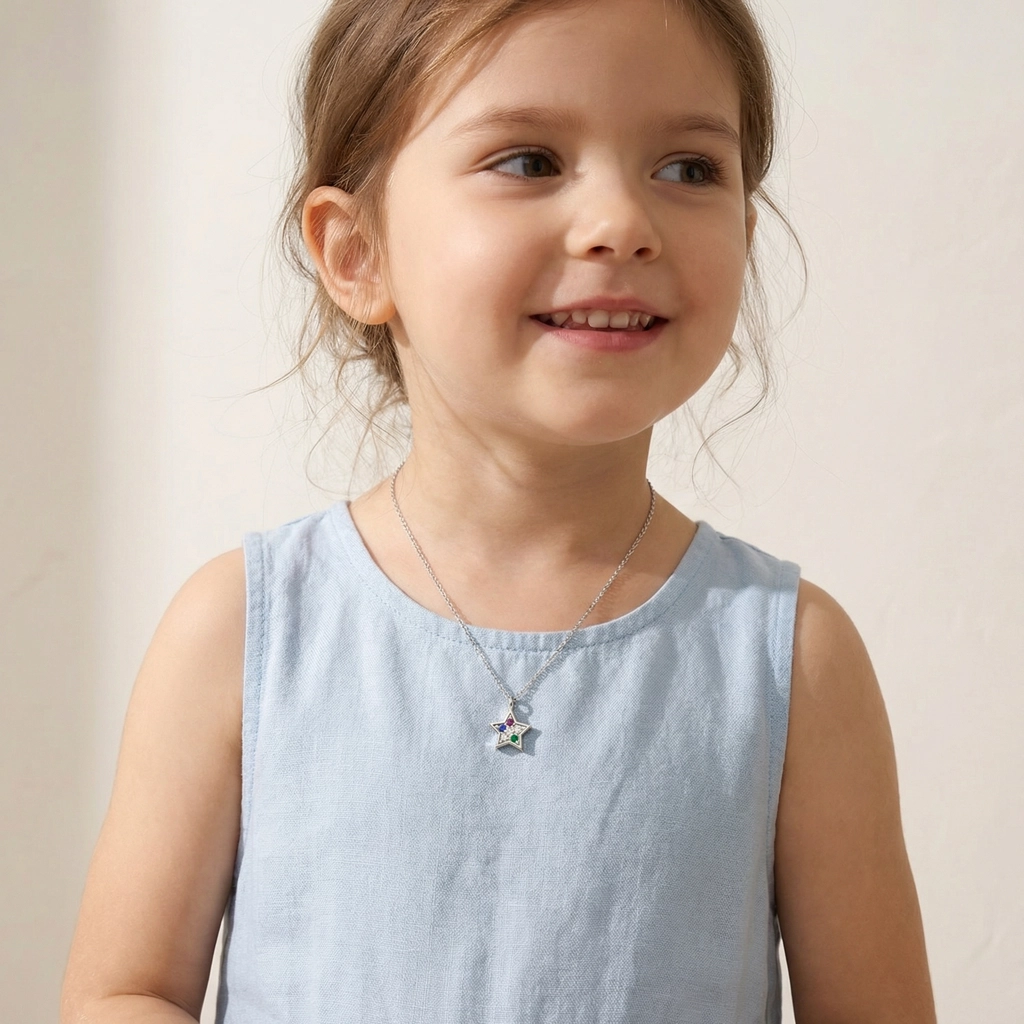 Sterling Silver Star Charm Necklace For Kids - Premium Jewelry