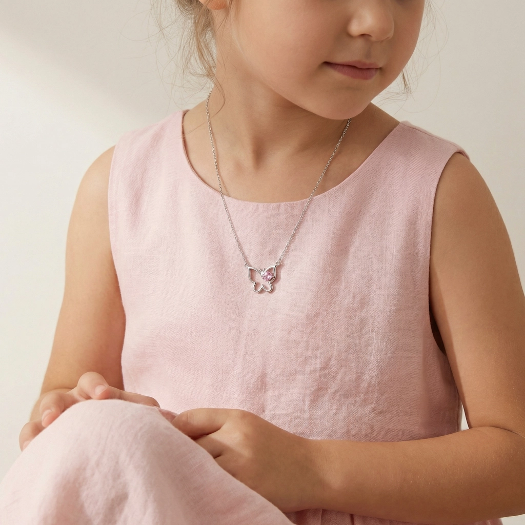 Butterfly Zircon Sterling Silver Necklace - Premium Jewelry