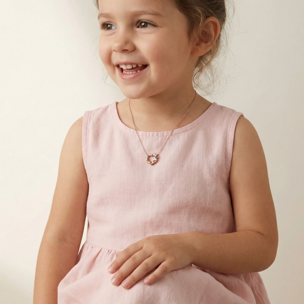 Multicolor Zircon Heart Rose Gold Necklace - Premium Jewelry