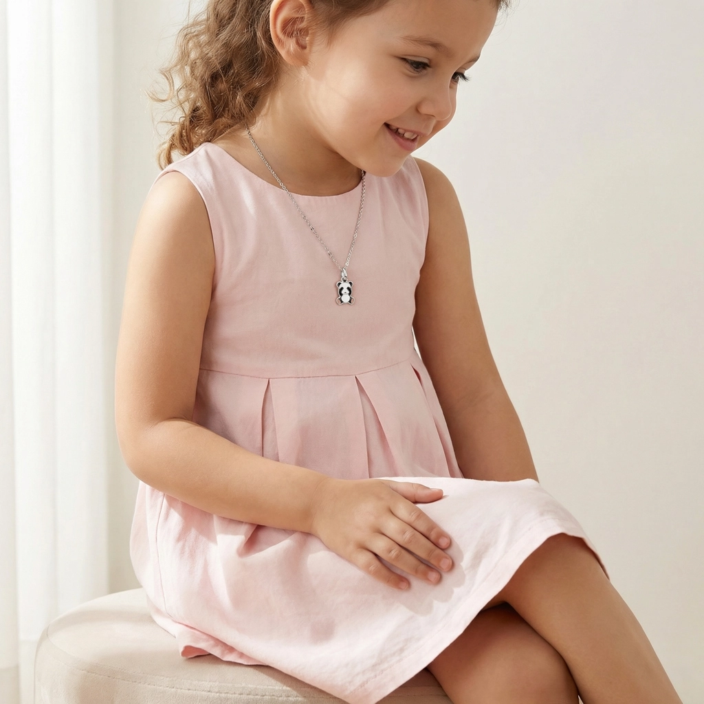 Sterling Silver Panda Pendant Necklace For Kids - Premium Jewelry